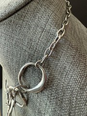 Vintage Chunky Chain Link Necklace Silver Tone 18” Collar Bib Career Stackable