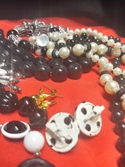 Vintage To Modern Black & White Jewelry Lot Plastic Metal Glass