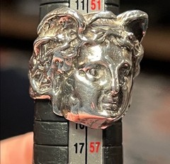 Vintage Greek God Hermes Roman God Mercury Sterling Silver 3D Face Head Ring
