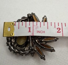 Vintage D&E Juliana Japanned Amber Art Glass AB Rhinestone Floral Brooch Pin VTG