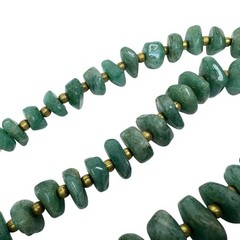 Vintage Green Aventurine Irregular Nugget Goldtone Bead Necklace
