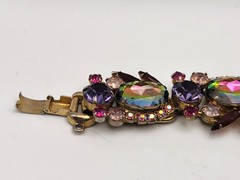 Vintage Juliana D&E Purple Watermelon Heliotrope 5 Link Bracelet Verified