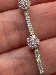 Vintage Pink Clear Spinel Silver Tone 7” Link Bracelet Mark 925 FAS