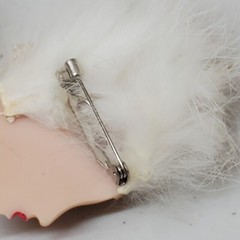 Vintage Art Deco Pin Fur Collar, Profile Lady Face Hat Brooch