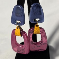 Colorful Acrylic Statement Drop Earrings Multicolored Geometric Shapes
