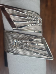 VTG Vargas Shooting Star Mesh Clamper Bracelet Earrings Set Silver Rhinestone
