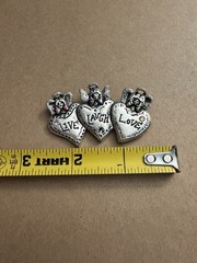 Silver Tone 3 Hearts Angels Live Laugh Love Rhinestone Pin Brooch | Vintage