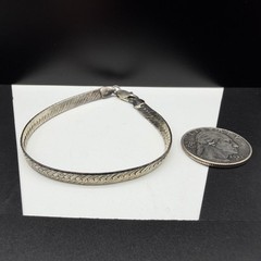 Nice Vintage Italy Sterling Silver Herringbone 5.2mm Chain 7.25″ Bracelet 6.8g