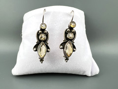 Vintage Earrings Sterling Silver 925 Citrine Anglesite Gemstone French Wire Hook