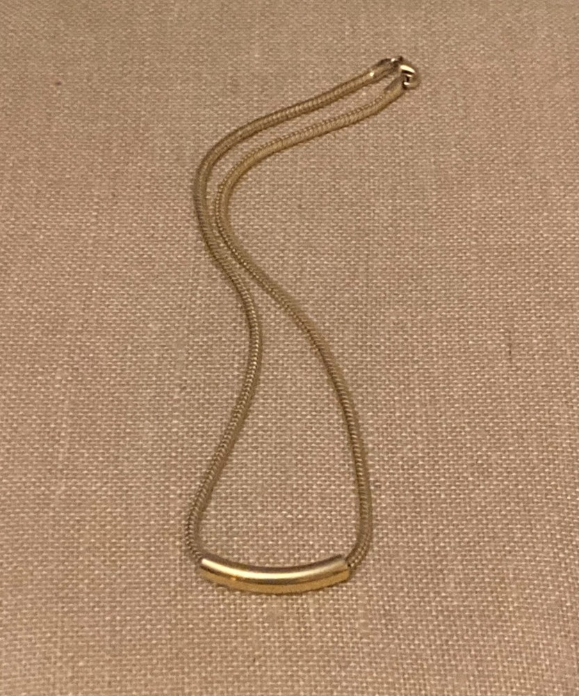 Vintage Sliding Bar Pendant Gold Tone Chain Necklace Mid Century Modern 17.25 in