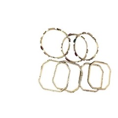 Bundle Bohemian Jewels Brass Bangle Bracelet Gold Tone Multi Color Elegant