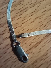 Vtg 925 Italian Italy Sterling Silver 2.5mm Herringbone Bracelet 8 1/4 inches