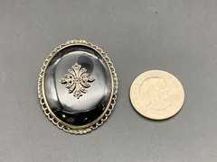 Vintage Onyx Gemstone 925 Sterling Brooch/Pendant (684)