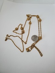 Vintage Gold Tone Filigree Ball Bead Station Necklace Set