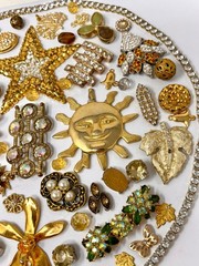 Lot Vintage & Modern Jewelry Parts Broken Repurpose Craft Rhinestones Harvest A