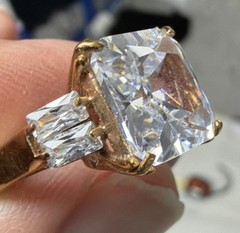 Vintage 5-Stone Engagement Cushion-Cut Moissanite & Baguette-Cut Stones Ring – 6
