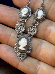 Antique Cameo Necklace “Italian” Filigree 16.5” 800 Silver