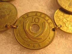 Vintage East Africa, Kenya, Uganda, 1942 coin jewelry bracelet