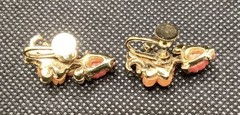 Vntg JAPAN 16 inch Choker Styler Necklace 2 pair Clip Earrings Coral Color 1950s