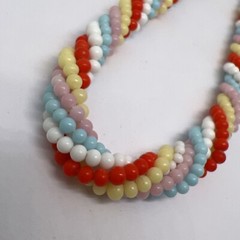 Vintage Japan Beaded 15” Necklace Red Blue Pink White Glass Beads 5908