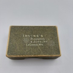 Edwardian Style 10k Gold Lavalier Pendant with Red Stone and Seed Pearl In Box