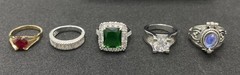 ✨Lot Of 5 Vintage To Now Beautiful Gemstone Estate Rings, All Size 6✨