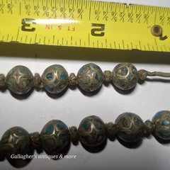 vintage Bead Tibetan Turquoise Inlay Silver Graduated 16″ Choker Necklace