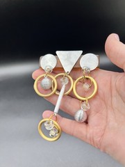 Vintage Lucite, Mixed Metal 1960s Modernist Brooch