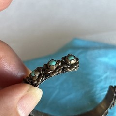 Vintage Native American Style Childs Turquoise Flower Cuff Bracelet