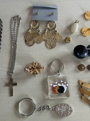 Vintage Jewelry Mixed Lot Earrings Necklaces Keychain Pin Gold Tone Silver AS IS