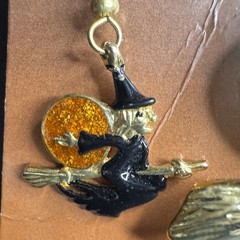 Vintage Flying Witch Brooch & Earrings Set BOO-TIQUE Mystic Industries New