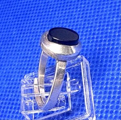 A33 Adjustable 925 Sterling Silver Ring Size 8 est 1950s Black Onyx 3.1g Vintage