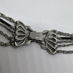 Vintage Silver Tone Layered Chain Statement Necklace 5 Strand