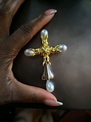 Schiaparelli Inspired Brooch Anatomy Bust Of The Divine Blessing Cross 3.5 In