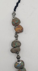 Vintage Moroccan Tribal Statement Necklace Chunky Raw Chrysocolla Beads Boho