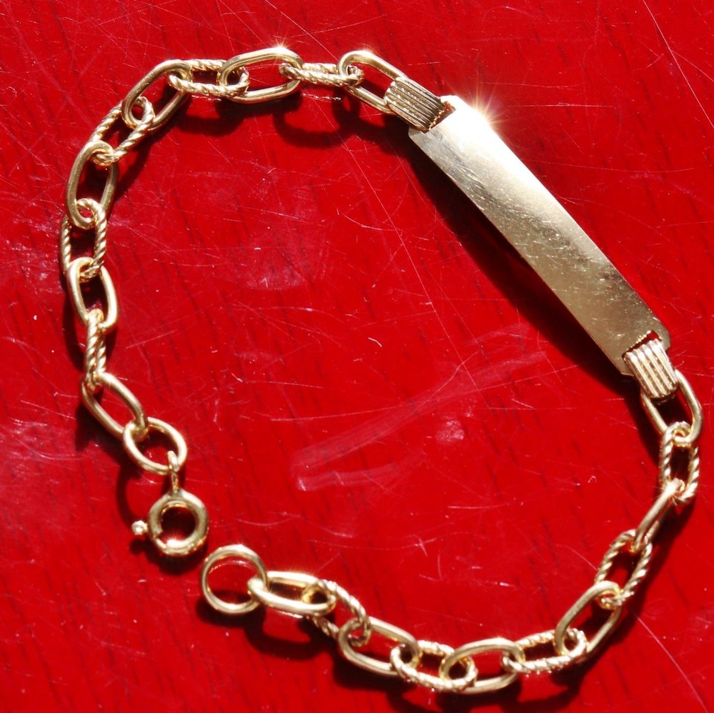 18k 750 yellow gold bracelet Italian 6.25″ Id link chain handmade 4.88gr N2525F