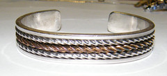 Daniel Mike Navajo Sterling Silver and Gold Filled Open Cuff Bracelet