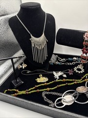 Vintage Lot of 15 Necklaces, Bracelets, Earrings And/or Brooches See Pics