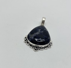 Vintage Sterling Silver 925 Dark Blue Pendant Southwestern Style Estate Jewelry