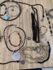 Sterling Silver Vintage Modern Mix Bead Plastic Stone Necklaces Bracelet Lot