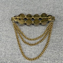 Vintage Brooch Gold Tone Beads Triple Chain Drape 3.5 Inches