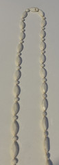 Vintage Marquis and Flower Shaped Pieces Cream Color Plastic Necklace Hangs 17″