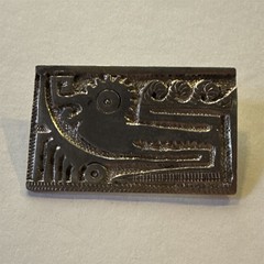 Vintage Signed 900 Silver Rectangle Animal Motif Ecuadorian Brooch Pin