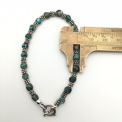 Silver Schark Handmade Sterling Silver & Turquoise Chunk Bead Bracelet 7” #25