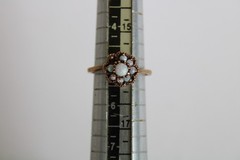 Vtg 10K Yellow Gold & Fire Opal Floral Cluster Ladies Estate Ring, 2.25g -S: 5.5