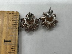SILVER PLATED ROSE GOLD TONE DIAMANTE CLUSTER SNOWFLAKE POST EARRINGS