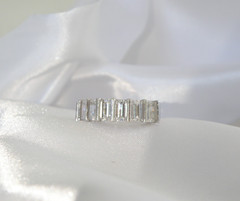 Sterling Silver 925 1.5ct Baguette CZ DQ Pinky Band Ring Size 6