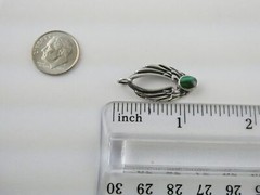 Vintage Sterling Silver Malachite Cabochon Winged Angel Wings Pendant 2.4g 1 In