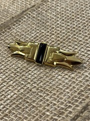 Vintage Gold Tone Rectangular ART DECO Faux Black Onyx Brooch Pin 2.5″