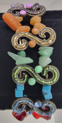 VINTAGE CHICO’S CUFF BRACELET BEADED WRIST WATCH MULTICOLOR CRYSTALS NEVER WORN!
